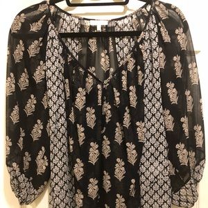 Joie Black with cream & White silk top